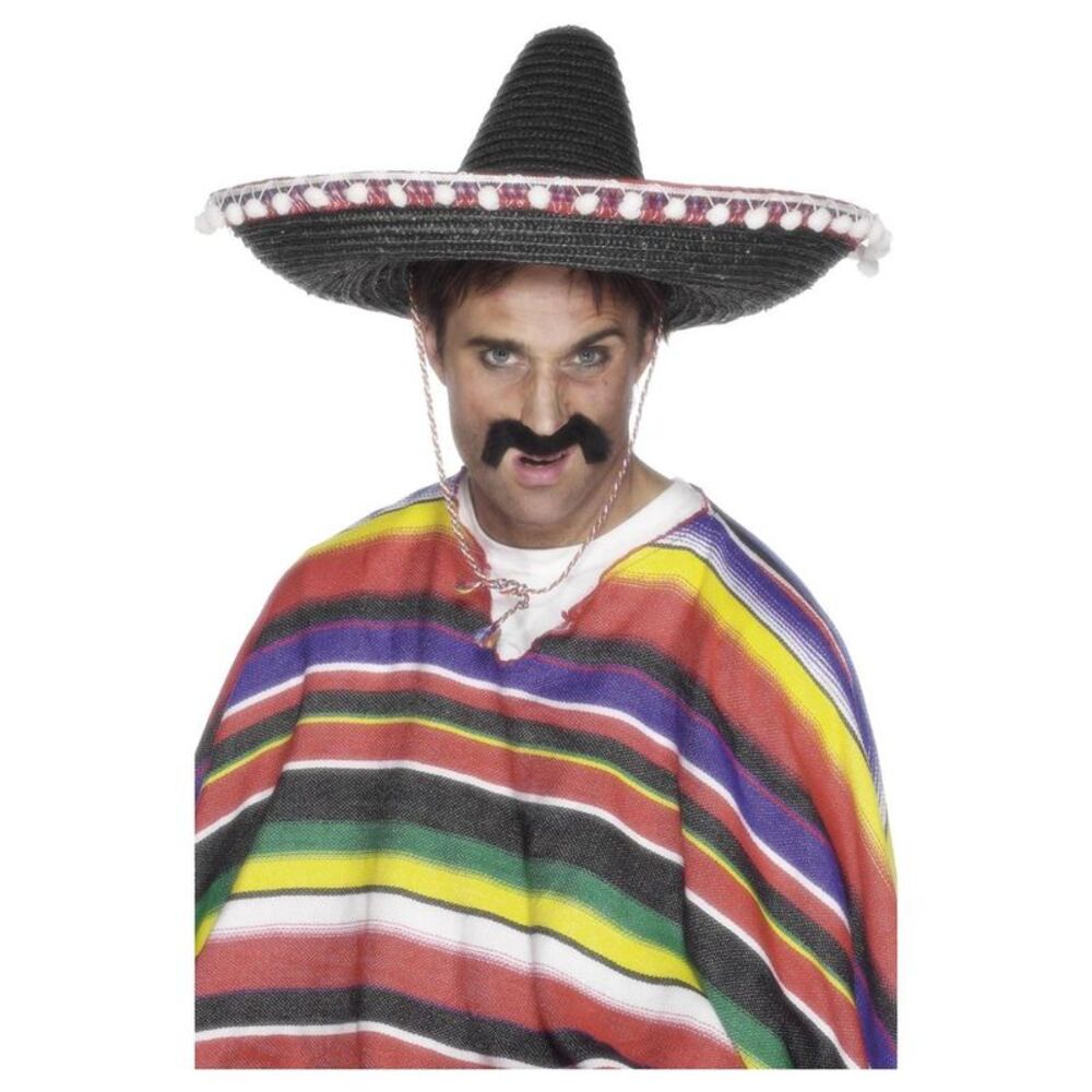 Smiffys Mens Sombrero Straw Costume Hat / Black